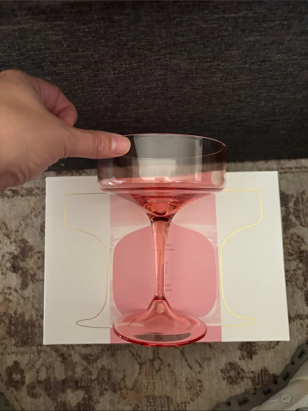 Anthropologie Morgan Pink Glass Coupe Cocktail Glass - Elegant Stemware set 4